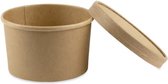 Bol en carton avec couvercle - 50 pièces x 500ML - Poke Bowl - Tasse à soupe avec couvercle - Saladier - karton/papier - jetable - Restaurant - à emporter