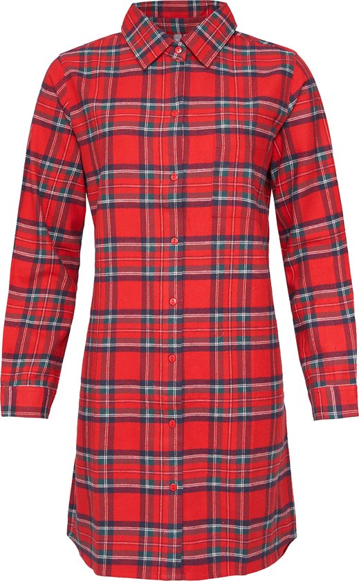 By Louise Chemise de Nuit Pyjama Femme Flanelle à Carreaux Rouge - Taille L
