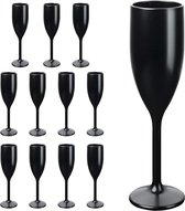 Herbruikbare champagneglazen in het zwart Keuze uit 6, 12, 24 of 48 stuks 150 ml champagneglas Champagnefluiten Champagnefluiten met steel Glazen champagneglazen Capaciteit Maat: Verpakking van 12 stuks