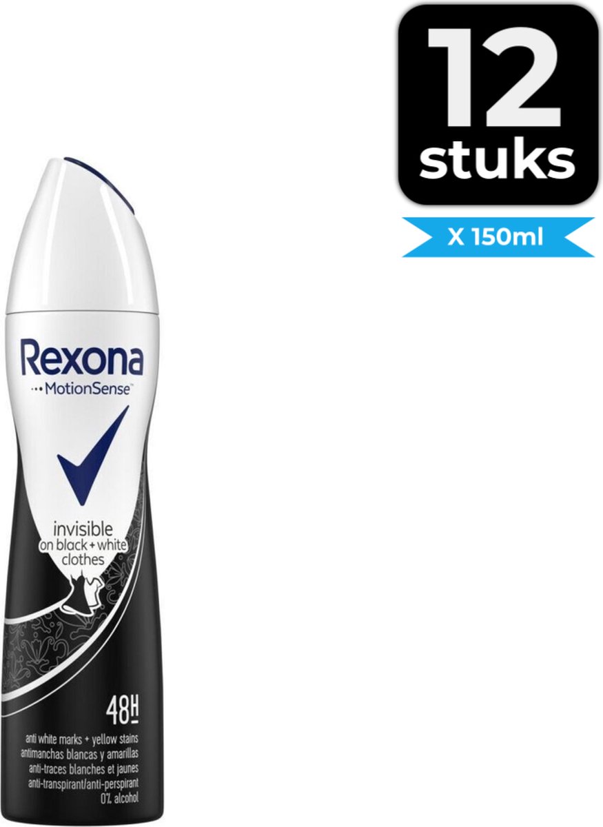 Goedkoopste Rexona Deodorant Spray Invisible Diamond 150 ml - Voordeelverpakking 12 stuks