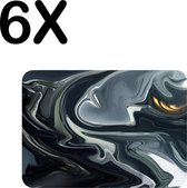 BWK Luxe Placemat - Abstract Vloeibaar Metaal - Set van 6 Placemats - 40x30 cm - 2 mm dik Vinyl - Anti Slip - Afneembaar