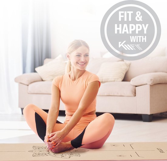 KM-Fit Yoga mat - Fitness mat - Sport mat - extra dik - anti slip - gemaakt van natuurrubber, TPE en katoen - Incl. yogariem & fascia duoball - Roze van KM-Fit — afbeelding 5