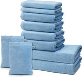 Badset - 2 Badhanddoeken 70 x 140 cm + 4 Handdoeken 50 x 100 cm + 2 Gastendoekjes 30 x 50 cm + 2 Washandjes 15 x 20 cm Katoen - 500 g/m² - Lichtblauw