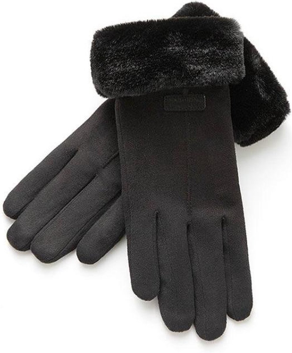 Handschoenen dames zwart pluche – warme gevoerde winterhandschoenen – zachte fleece voering - Cadeau voor vrouwen - Cadeaubon 20 euro - Valentijn cadeau