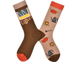 Koffie Sokken voor dames - maat 36-40 - Verschillende sokken met Koffiewinkel & Koffiekopjes - Grappige cadeau voor de Koffieliefhebber
