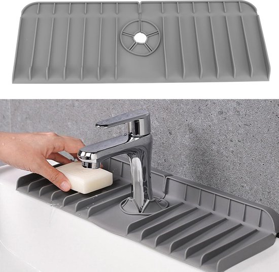 Protecteur de robinet d'éclaboussure d'évier de cuisine, tapis de robinet  de poignée de robinet en silicone, tapis de robinet pour évier de cuisine