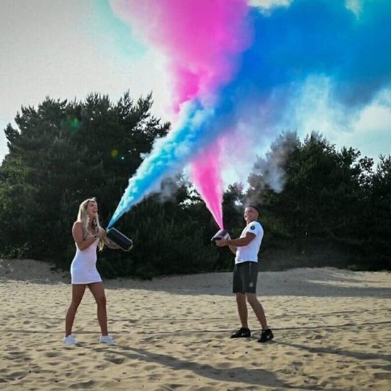 Gender Reveal Rookkanon - Brandblusser - Poederspray - Baby shower - Baby - Spray - Geslachtsonthulling - Geboorte Baby - Rookbom - Rookfakkel - Gender Reveal fakkel - Gender reveal jongen - Blauw