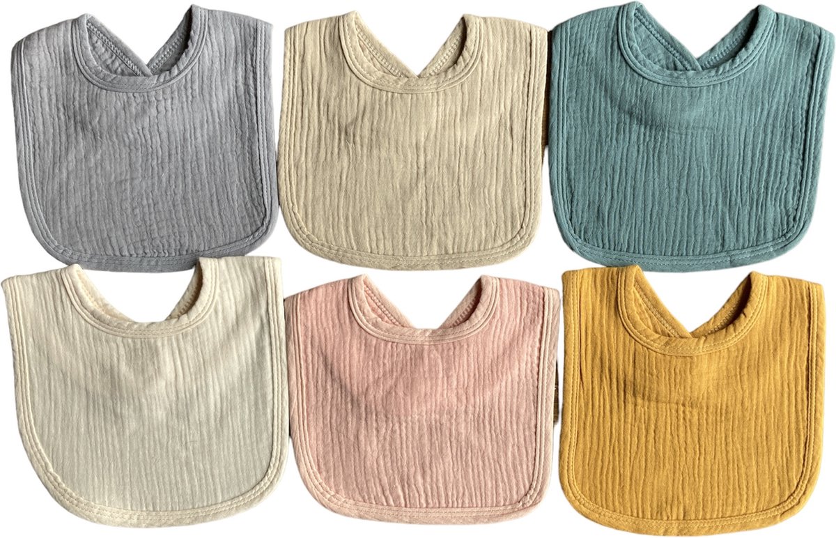 Goedkoopste IL BAMBINI -set van 6 katoenen slabbetjes - Mousseline - Hydrofiel- Super absorberend - 100 organisch katoen - hydrofiel - slabber - kwijl slabbetjes - slabbertjes baby- kraamcadeau meisje