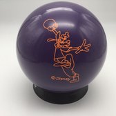 Bowling Bowlingbal Brunswick ' Disney Goofy purple' , polyester bal, paars, 12 p , Ongeboord, zonder gaten, met 3 graveringen die oranje zijn ingekleud.