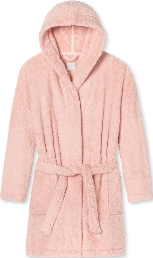 SCHIESSER Essentials badjas - dames kamerjas teddy fleece comfort fit roze - Maat: