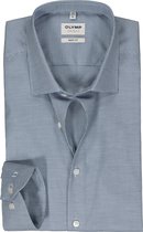 OLYMP Level 5 body fit overhemd - structuur - donkerblauw met wit en lichtblauw mini dessin - Strijkvriendelijk - Boordmaat: 40