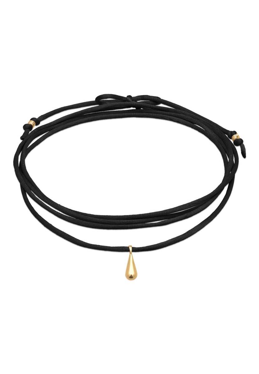 Elli - Halsketting - Dames Choker Druppel Hanger met satijn grijs in 925 Sterling Zilver - Dames