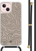 Casimoda® - Coque iPhone 13 avec cordon noir - Lignes abstraites - Cordon détachable - TPU/acrylique