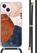 Casimoda® hoesje met zwart koord - Geschikt voor iPhone 13 - Abstract Terracotta - Afneembaar koord - TPU/acryl - Multi