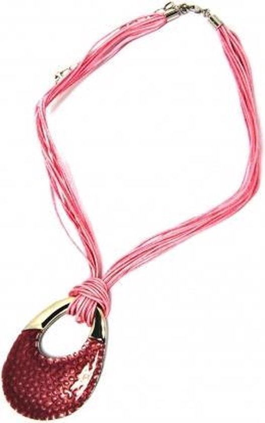 Behave - Korte ketting dames met fuchsia hanger