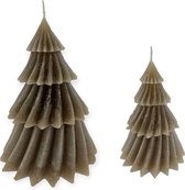 Home Society - Set/2 - Kerstboomkaarsen - Windy - Taupe - 17x12/11x8cm
