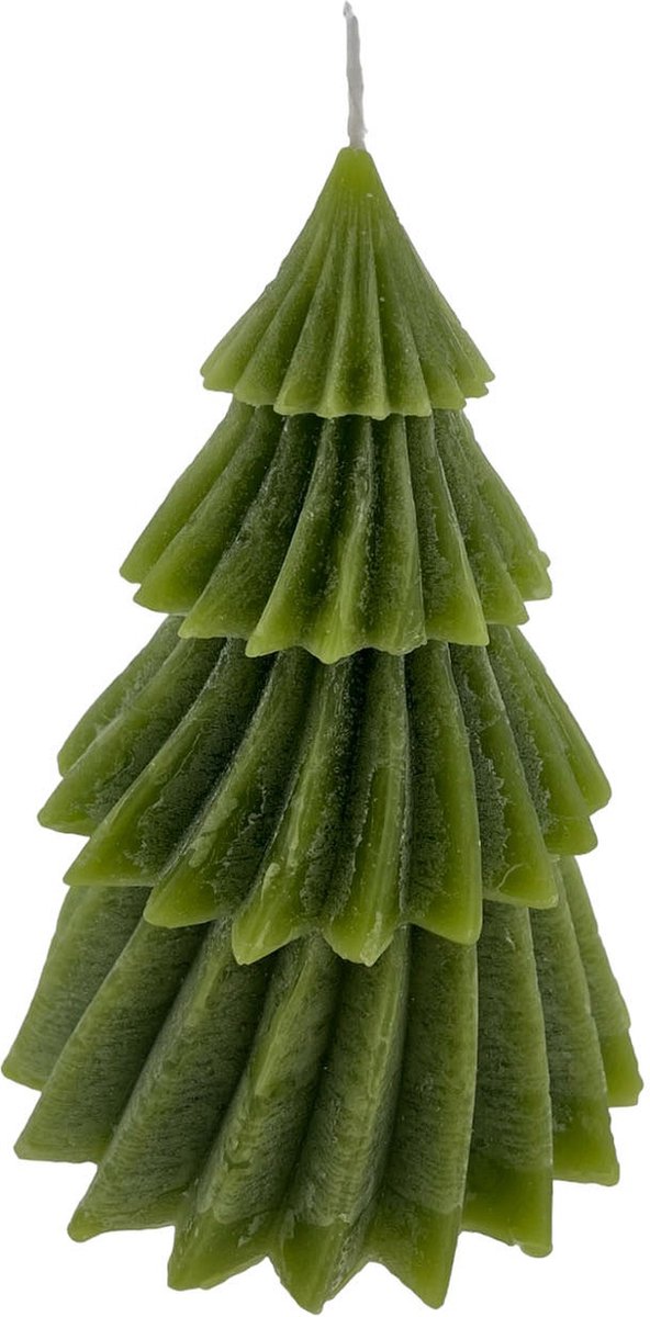 Home Society - Kerstboomkaars - Groen - Taupe - L - 17 x 13 x 13