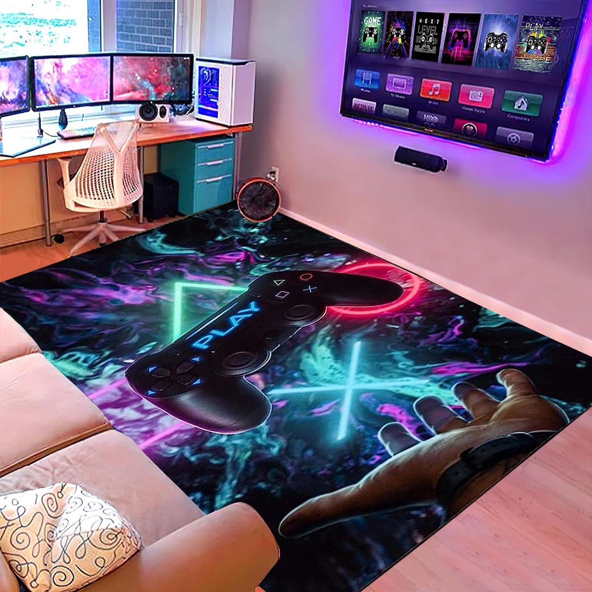 Tapis de sol Gamer pour salon, tapis de grande surface, tapis de joueur de  jeu vidéo