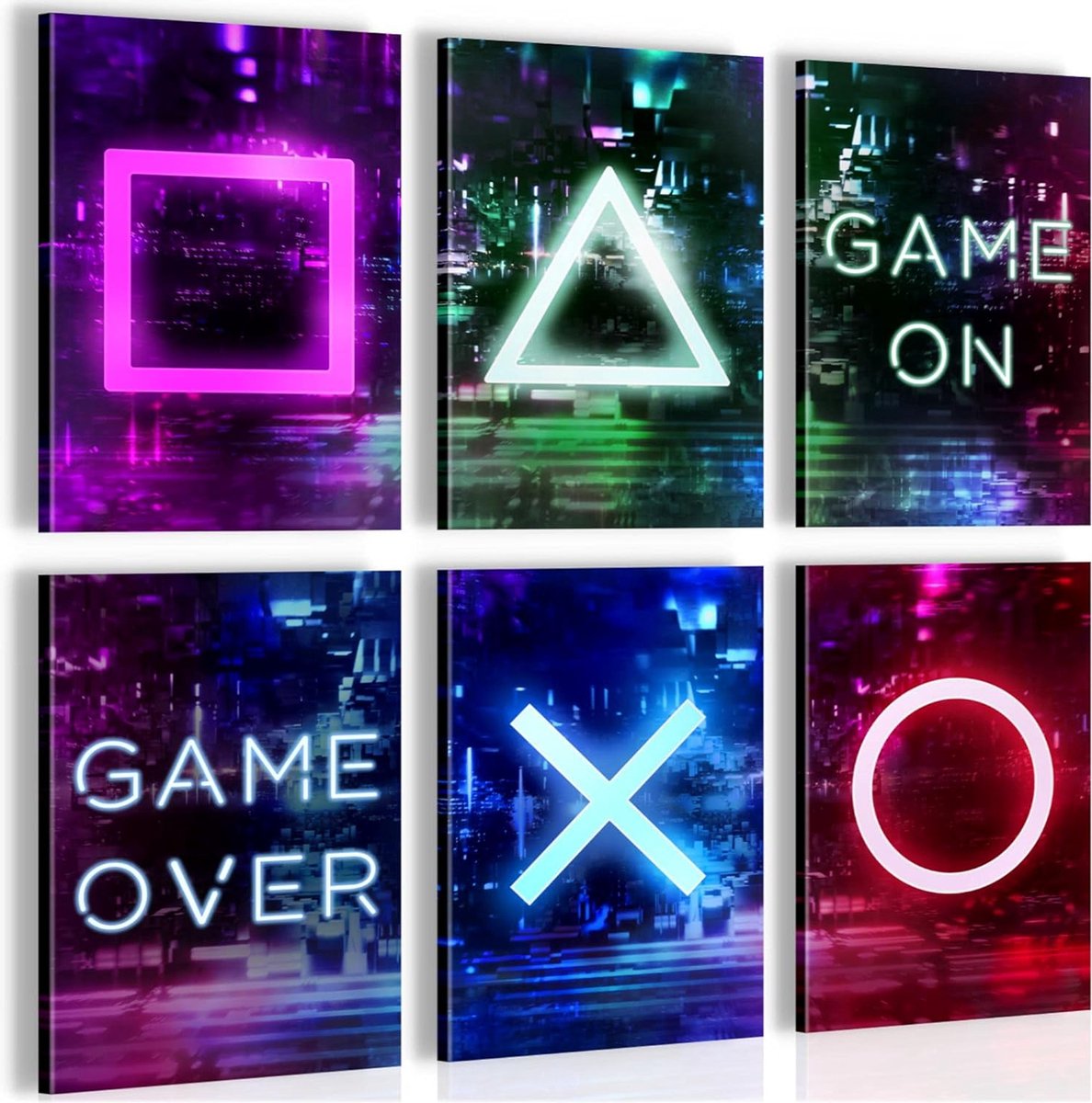 Schilderijen Game Console Gamer - VOLLEDIG KLAAR OM OP TE HANGEN - Stijlvolle Decoratie - 6 Delen Set - N021364a