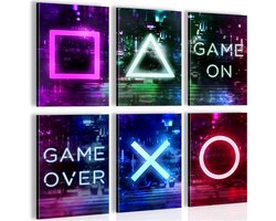 Schilderijen Game Console Gamer - VOLLEDIG KLAAR OM OP TE HANGEN - Stijlvolle Decoratie - 6 Delen Set - N021364a