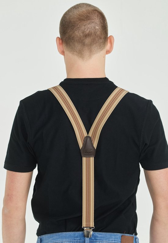 Pierre Mouton Millau Bretel - Bretels - Volwassenen - Heren - Bruin - 140cm - 3 brede clips - XL - XXL