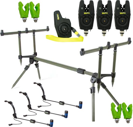 X2 Rodpod - Set - Deluxe 3 Rod - Transformer Rodpod - Incl 3 Beetmelders - 3 Swingers + Leds - Karpervissen van Merkloos — afbeelding 5