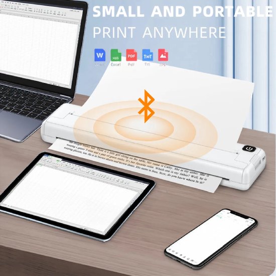 A4 Bluetooth Printer Continue Thermische Printer Draagbare Label Inktloze Draadloze... bol