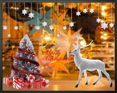 Autocollants de fenêtre de Noël 2 ensembles, grand sapin de Noël et élan, autocollants de Noël pour autocollants décoratifs de mur ou de fenêtre, vinyle amovible, vitrine de magasin de décoration de Noël