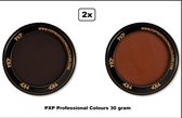 2x Set PXP Professional Colours schmink bruin en donkerbruin 30 gram - Schminken verjaardag feest festival thema feest