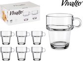 Vivalto set van 6 glazen thee/koffieglazen met oor - 27cl - stapelbaar
