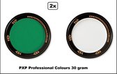 2x Set PXP Professional Colors peinture pour le visage vert et blanc 30 grammes - Peinture pour le visage fête d'anniversaire festival soirée à thème