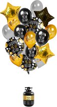 Réservoir d'hélium - 30 ballons Happy New Year COMPLET