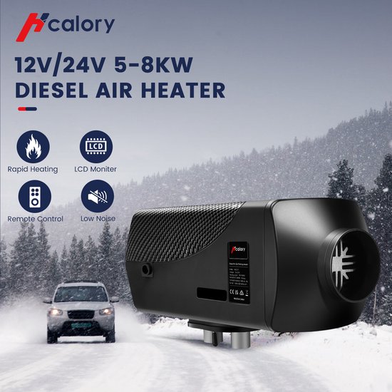 HCalory 12V 5-8KW Chauffage de stationnement Réchauffeur d'air diesel  Chauffage de voiture LCD pour voitures camions bateaux