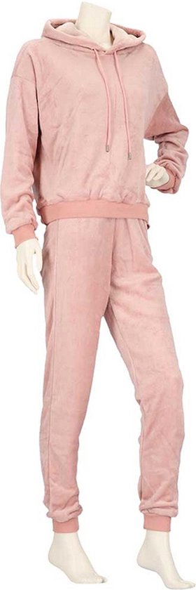 Huispak Dames Effen Licht Roze Fleece - Loungewear - Maat L/XL