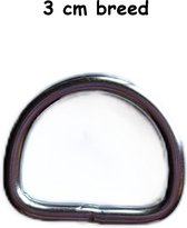D-ring - RVS ijzerwaren - 3 stuks - 30 mm - D- ring - binnenmaat 3 cm breed - Sluiting honden lijn - Hobby - Naaien - Ijzerwaren