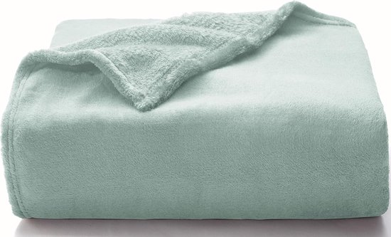 Fleece deken sofa sierdeken - deken voor bed zacht eenpersoons-/siermaat, 300 g/m² veelzijdige deken zacht wollig, groen (Gran), 130 x 150 cm