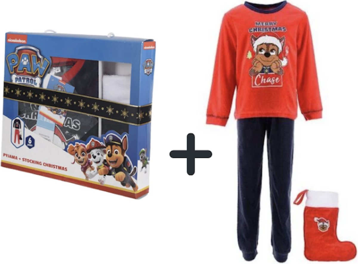 Nickelodeon - Paw Patrol - Cadeauset pyjama Paw Patrol met kerstsok (Velours) - maat 116