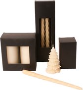 Winq!- Set van 3 verschillende soorten kaarsen in de kleur Off white - dinerkaars, ribbel stompkaars, kerstboom kaars