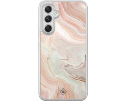 Casimoda® hoesje - Geschikt voor Samsung Galaxy A54 - Marmer Waves - 2-in-1 case - Schokbestendig - Water - Verhoogde randen - Bruin/beige, Transparant