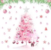 Kerstboom, roze, 60 cm, kunstmini-kerstboom met verlichting en kerstballen, voor Kerstmis, decoratie, bruiloften, tafelopzetstukken, Halloween, verjaardagsfeesten