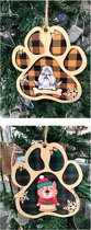 Kerst - SET van 2 Vormen - Echt Hout - GOEDE KOOP - SET A - Hond - Kat - Voetpad Vormige - Kerstboom speelgoed - Kerst Decoratie - Cadeau - Decoratie - Sham's Art