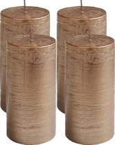 SPAAS Kaarsen - Rustieke kaarsen 68/130 mm - Stompkaars - 60 branduren - Goud / Brons - 4 stuks - Voordeelverpakking