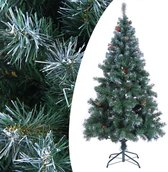 Kerstboom Kunstboom 180cm PVC Sneeuw-Effect Denneappels met standaard Groen-Wit
