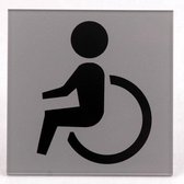 Invaliden toilet pictogram - WC deurbordje Invaliden Toilet helder acrylaat - 10 x 10 cm - Promessa-Design.