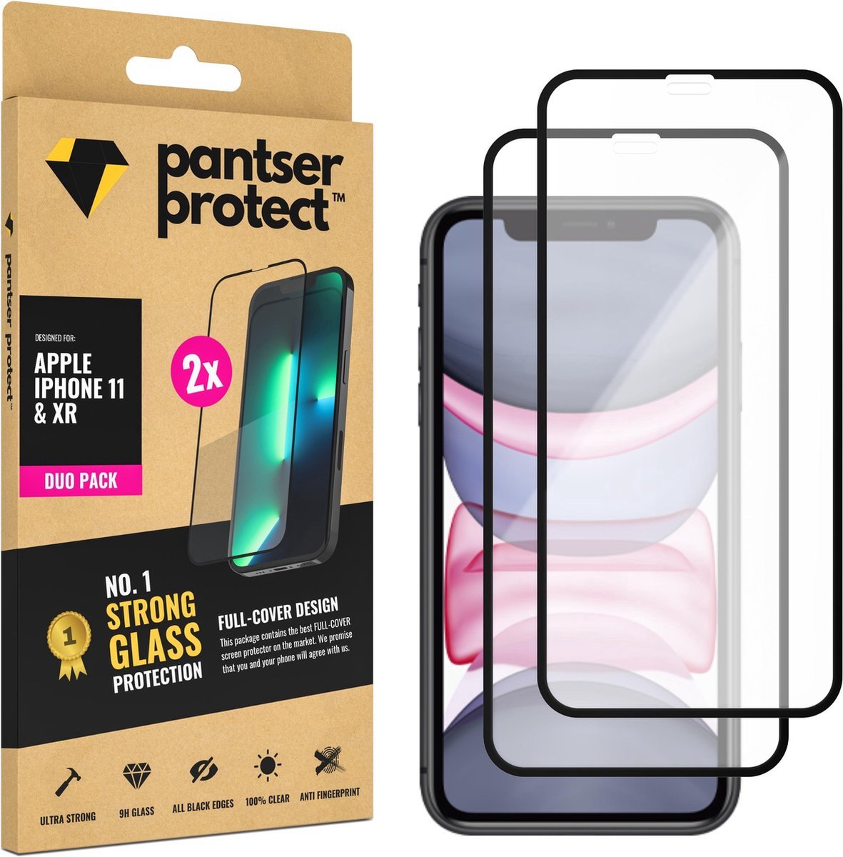 DUO-PACK - 2x Pantser Protect™ Glass Screenprotector Geschikt voor iPhone 11 / XR - Case Friendly - Premium Pantserglas - Glazen Screen Protector
