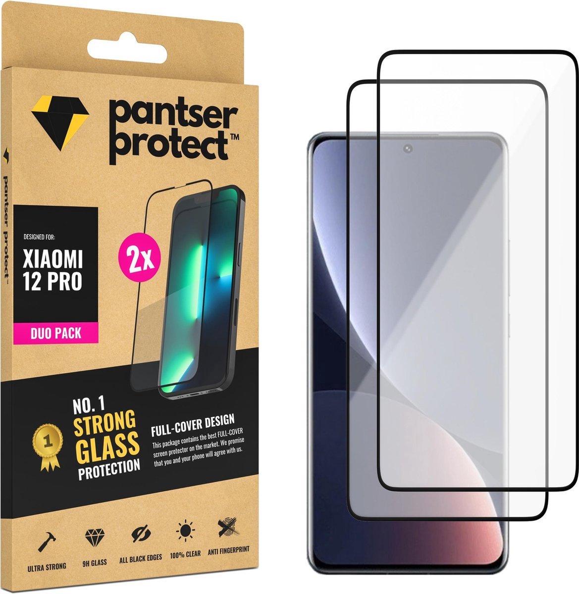 DUO-PACK - 2x Pantser Protect™ Glass Screenprotector Geschikt voor Xiaomi Mi 12 Pro - Case Friendly - Premium Curved Pantserglas - Glazen Screen Protector