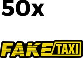 50 Stuks - Auto Sticker Fake Taxi - Zwart Geel - Zelfklevende Sticker Grappig - Faketaxi Sticker voor Alle Automerken / Universeel - Logo - Auto Stickers
