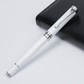 Luxe - Gelpennen - Pennen | Wit- Zilver - Stijlvol | Punt 0,5 mm - Zwart - 2 stuks | Studenten - Professionals - Kantoorartikelen