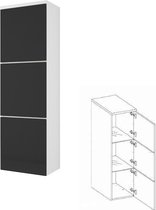 PORTO BL - Meuble de salle de bain 30 cm x 31 cm x 110 cm - Meuble colonne suspendu avec portes et étagères - Zwart/blanc - Discount