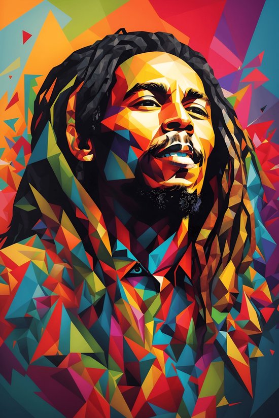 Bob Marley Abstract | Pop Poster Bob Marley | Reggae Poster | Muziekposter | 61x91cm | Wanddecoratie | Muurposter | MT | Geschikt om in te lijsten